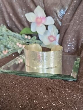 Silver Cuff Bracelet Cut From a Decorative Vintage Serving Tray